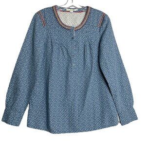 Boden Blue Polka Dot Blouse